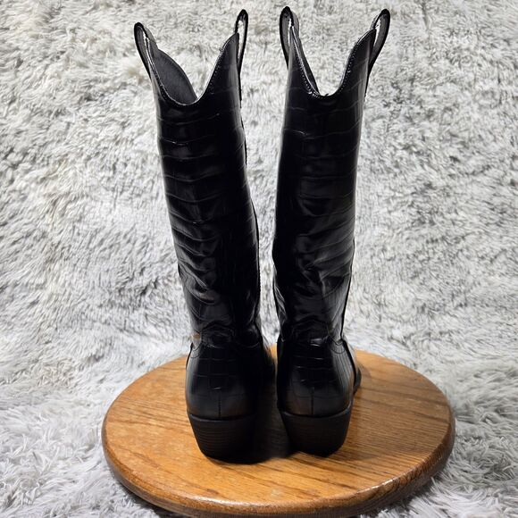 Forever 21 Womens Size 10 Western Style Crocodile Print Mid Calf Pull On Boots - Picture 2 of 9
